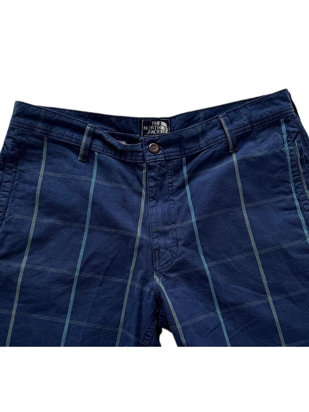 The North Face Men’s Plaid Cargo Shorts Size 36 Navy Outdoor Hiking Casual